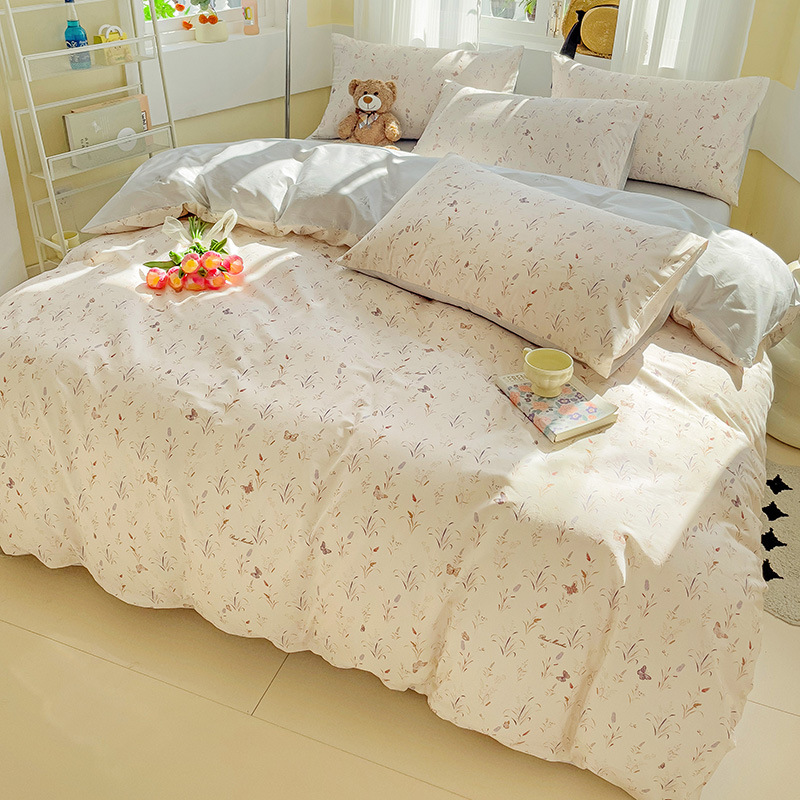 Solid Colour Cotton Bedding Set Nordic Style Duvet Cover And Sheet_voghion.com