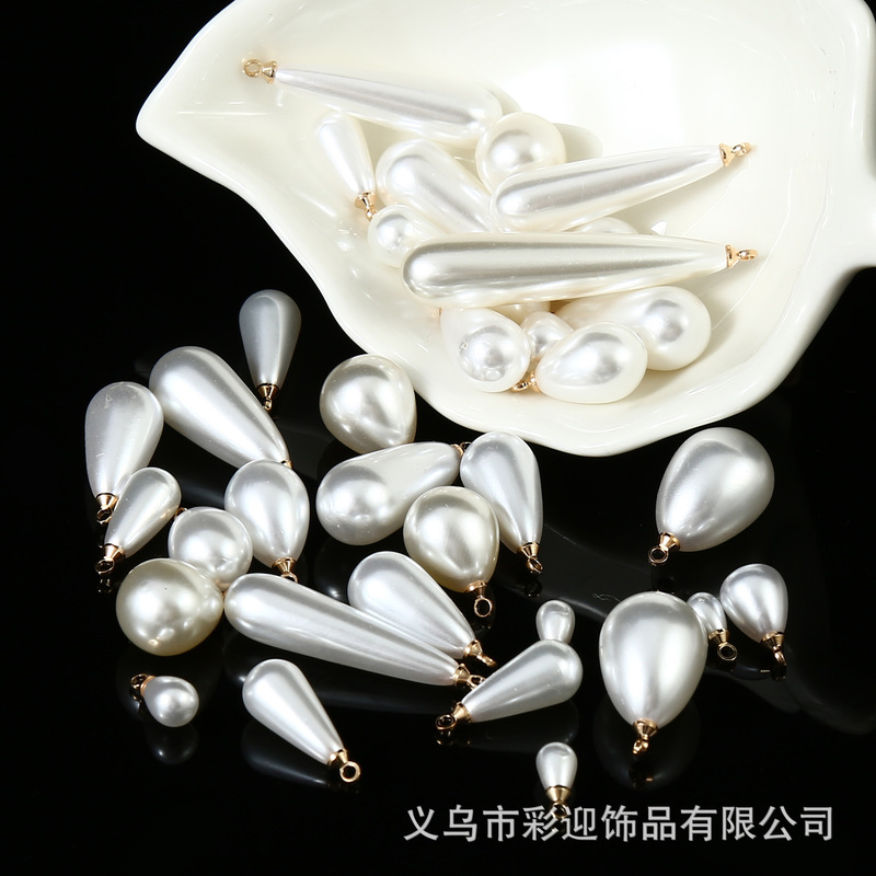 Factory wholesale bright water drop abs imitation pearl pendant necklace bracelet earrings pendant DIY handmade jewelry accessories