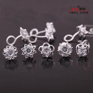 999 sterling silver earrings, pure silver for women, inlaid with sparkling diamonds, breathable curved hooks, anti-lost, simple earrings, gift for mom