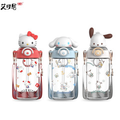 新商品正規サンリオ日光ストローカップ夏高颜値プラスチックカップ漫画子供ストラップストローカップ