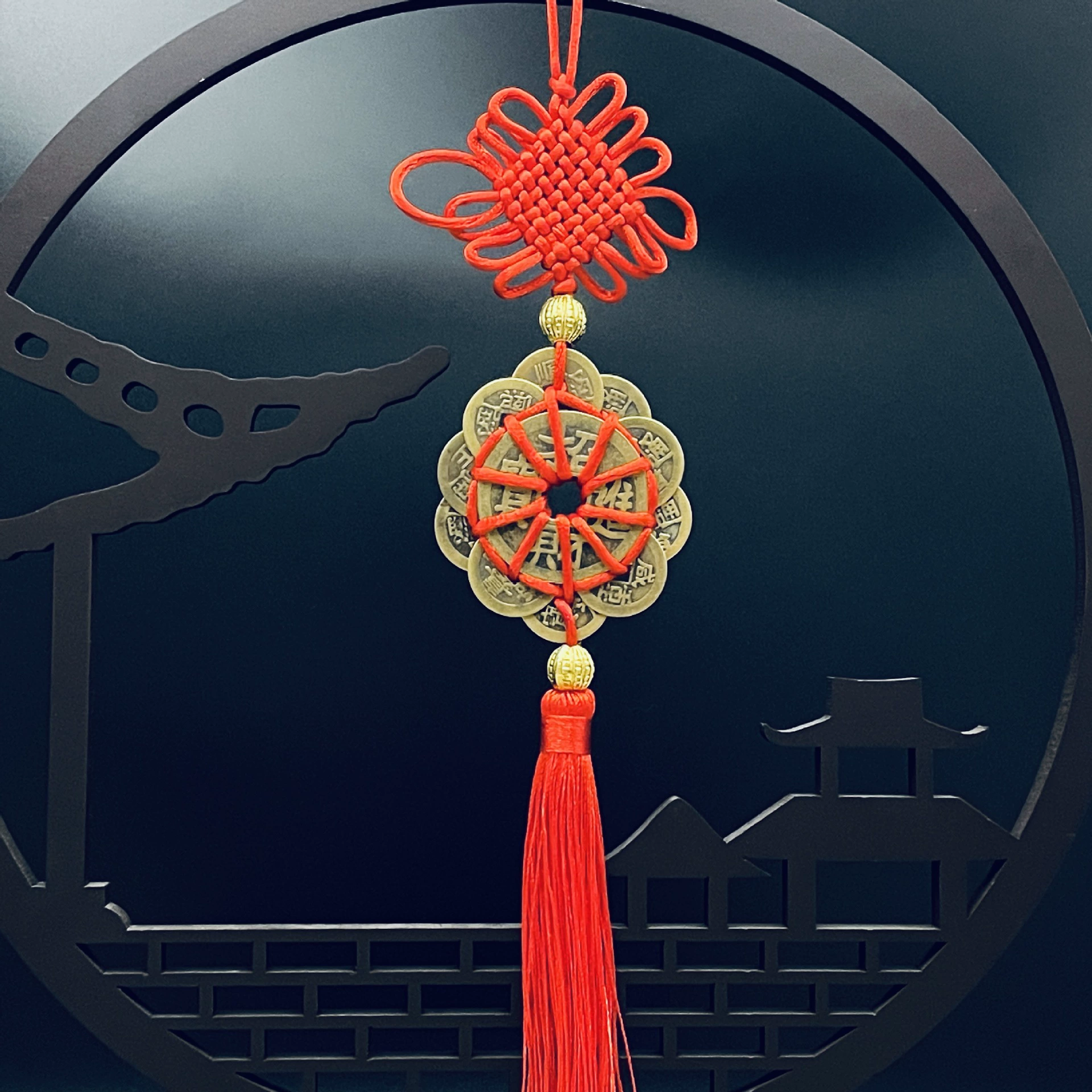 Bonor Chinese knot five emperor money pendants, Jiajia Zhi directly through the six emperors, eight emperor plum blossoms, ten emperor plum blossom door to the door pendant