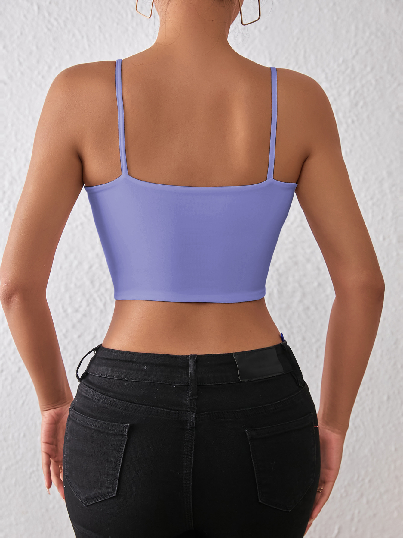 105g Weight Polyester Fabric Type Short Top Length Camisole Tops Type Holiday, Daily, Date Occasion Strap Neckline Slim Fit Type Solid Color Pattern Summer Season Women's Gender Backless Design Sexy Style Wholesale Women's Sexy Solid Color Backless Tank Tops 22