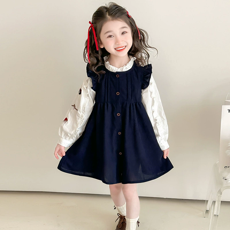 Детский костюм для девочек, весна 2025, новая коллекция, корейский стиль, платье для малышки, двухкомпонентный комплект