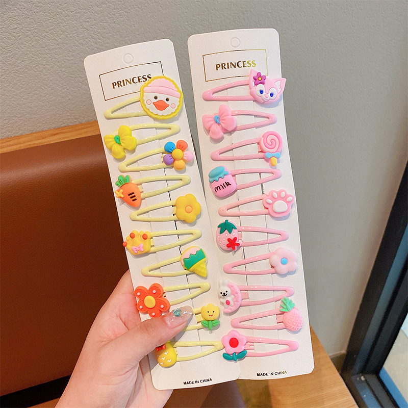 Clip de cabello auténtico para niños, clip de cabello rotos para chicas, clip de cabello no dañado, tarjeta de cabello de fresa, cartón de dibujos animados, clip de cabello lateral para bebés.