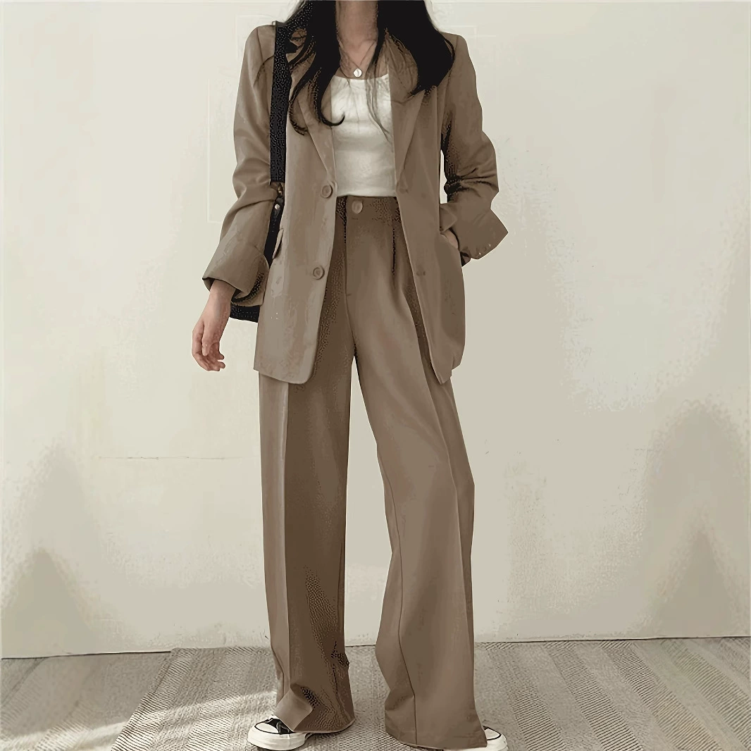 Женский костюм весна-осень, европейский размер, новый дизайн, простой, элегантный, модный, длинный рукав, оптом