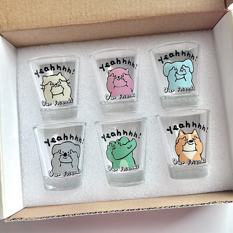 Lanchuang Homemade Bier Shouju Glass Six suit Glass Shouju Glass Fruit Wine Glass Sake Cartoon