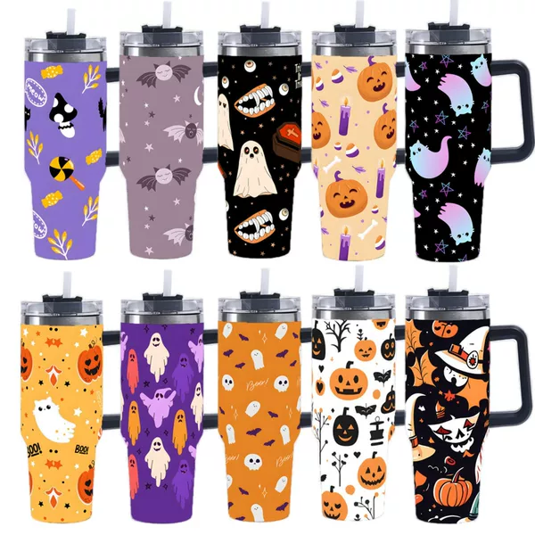 Department Store Explosive Cross-border Amazon 3d Printing Halloween Car Cup 304 Stainless Steel Insulation 40oz Ice Bully Cup