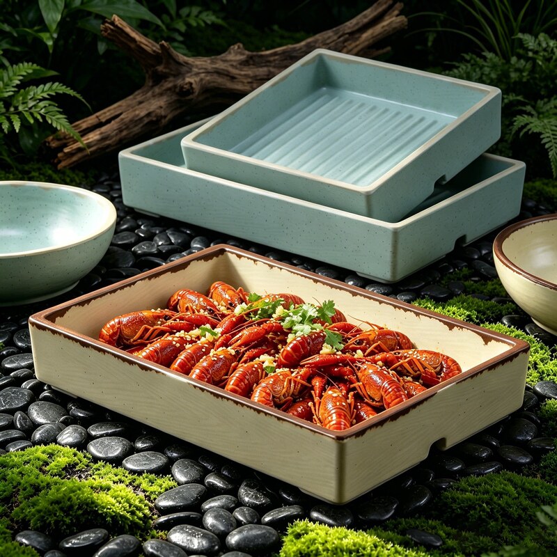 Commercial Japanese-style dish for crayfish, sashimi, sushi, barbecue, and hot pot restaurant, square plate for beef and lamb Commercial Japanese-style dish for crayfish, sashimi, sushi, barbecue, and hot pot restaurant, square plate for beef and lamb
