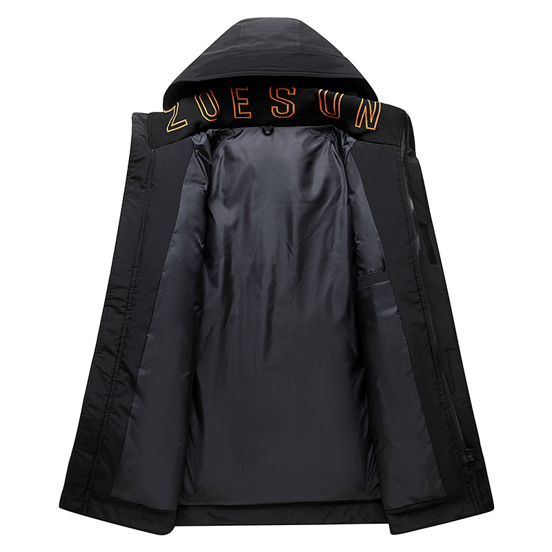 2022 invierno nueva chaqueta de trabajo chaqueta de los hombres de longitud media engrosada 90 terciopelo moda nueva parka abrigo de invierno