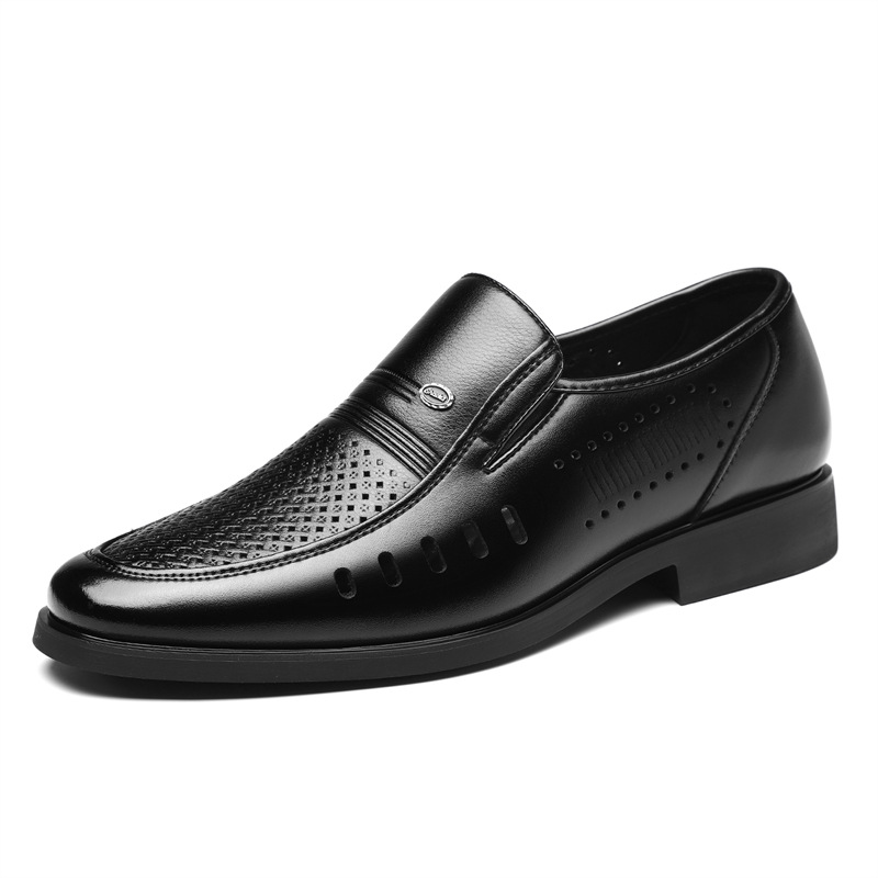 Men's Leather Slip-On Shoes Casual Breathable Comfortable Loafers_vogvips.com