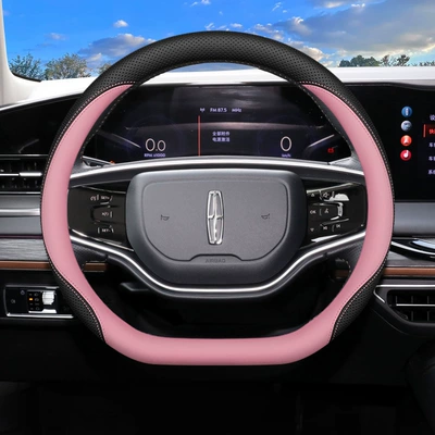 New Lincoln Navigator Steering Wheel | Steering wheel cover - lincoln-type-d-black-pink-ultra-thin-model-default