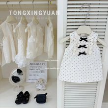 童星圆新款原创高定女童夏季法式波点裙蝴蝶结背心裙时髦连衣裙子