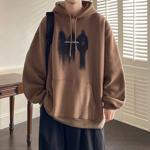Hooded sweatshirt men's trendy brand hip-hop American oversize high street couple heavy hoodie youth jacket autumn and winter