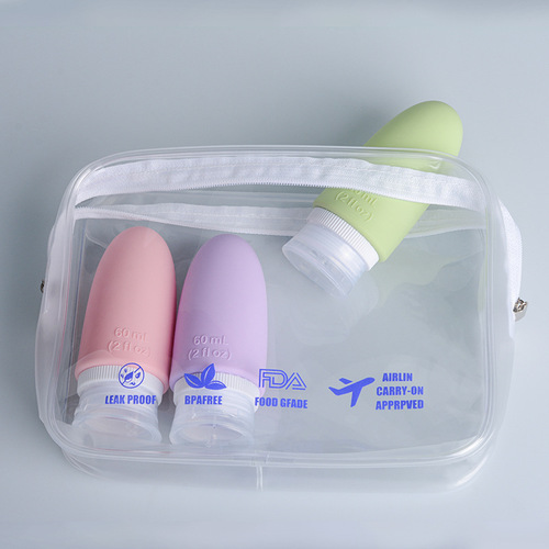 Amazon travel pouch shampoo and shower gel lotion bottle organizer empty bottle silicone travel pouch