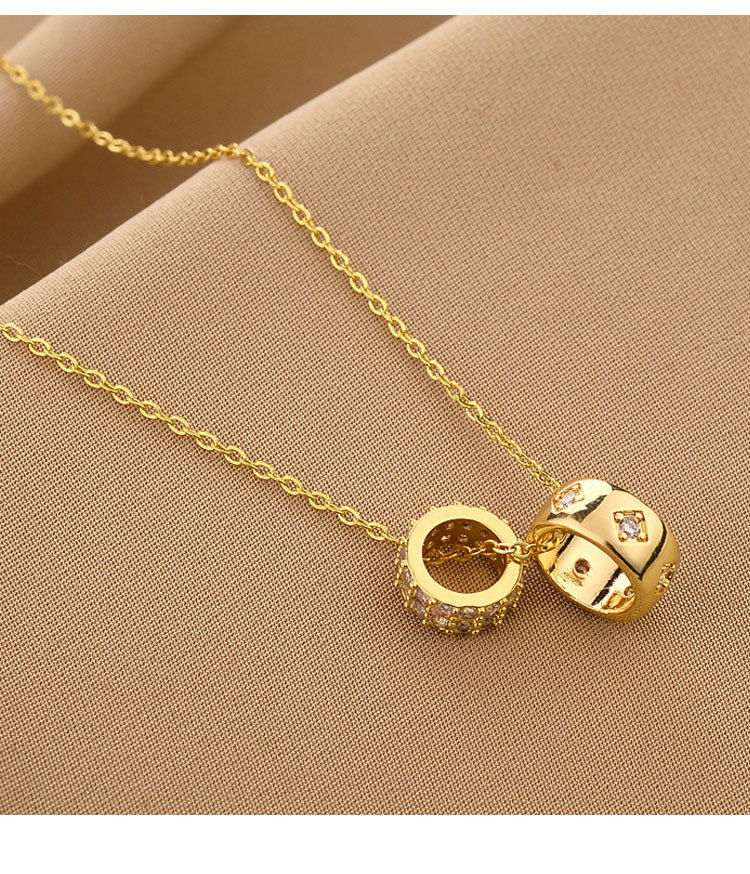 Fashion Round Titanium Steel Inlay Rhinestones Necklace 1 Piece