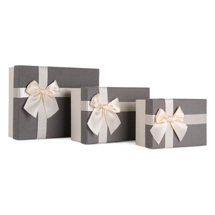 Factory in stock gray gift box creative bow packing box rectangular hand gift box gift box wholesale