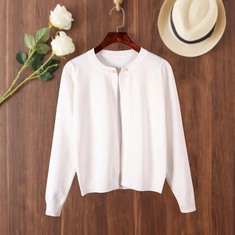 Spring and Autum Women's Loose V-Neck New Sweater Korean Style Large Size Knitted Cardigan Jacket Thin 2025 Short Long Sleeves