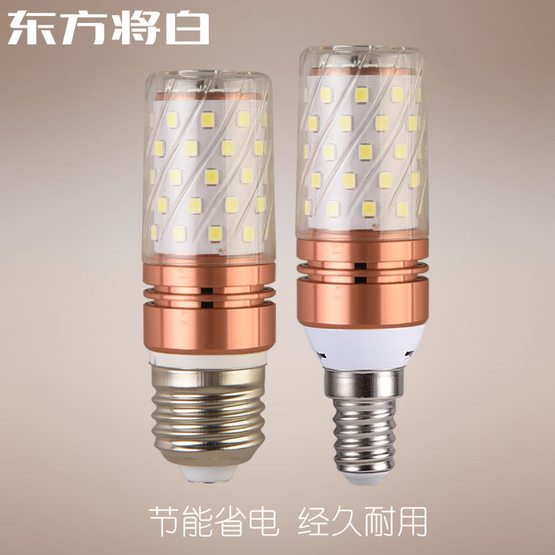 Bombilla de maíz LED E14 pequeño tornillo E27 gran boca araña de cristal vela fuente de luz 12W16W brillante cabeza de luz fuerte