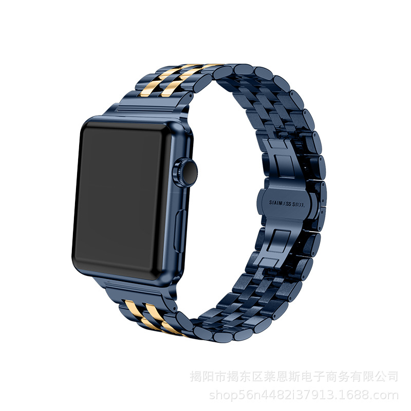 Aplicable a Apple Watch Samsung S1 Huawei nueva correa de reloj inteligente de acero inoxidable de metal de cinco cuentas
