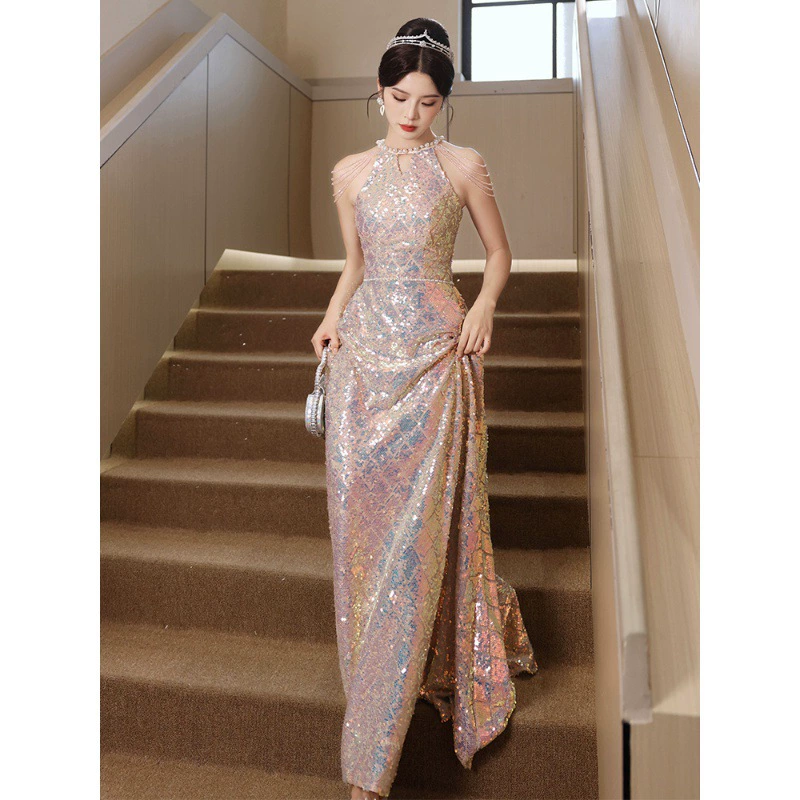 Fuchsia elite evening dress, high-quality style