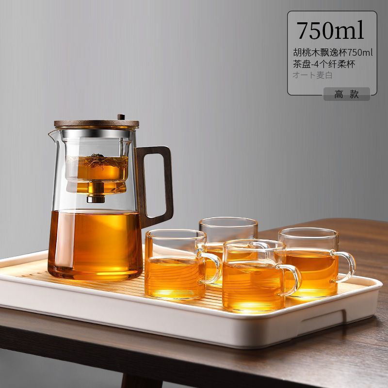 tetera de alta sensación china de alto silicio de vidrio de silicio separador de té de agua de una sola taza de evaporación de silicio taza de separación