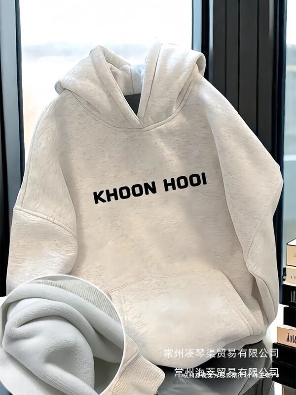 White Gray 520g Heavy Velvet Sweatshirt Men's Autumn and Winter Stiff Couple Hoodie American Cleanfit Wholesale