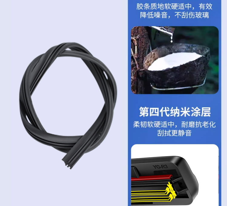 Six-layer rubber strip wipers suitable for Zero Run C10/S01/t03/C01/Frameless Silent HD 6-Rubber-Strip Wipers