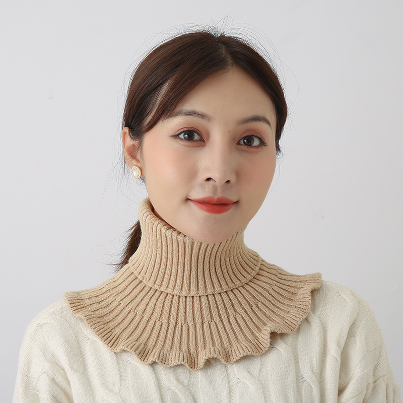 Baja de cabeza para mujeres de otoño y invierno caliente para proteger la columna cervical de color sólido elástico tejido cuello falso suéter cuello alto cuello
