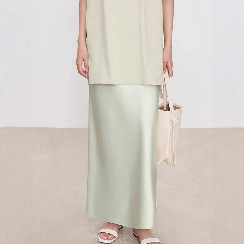 Joc Upgraded Version Japanese Triacetate Double-Sided Satin Popular Quiet Luxury Style Bias-Cut Elastic Waist Mid-Length/Long Fishtail Skirt