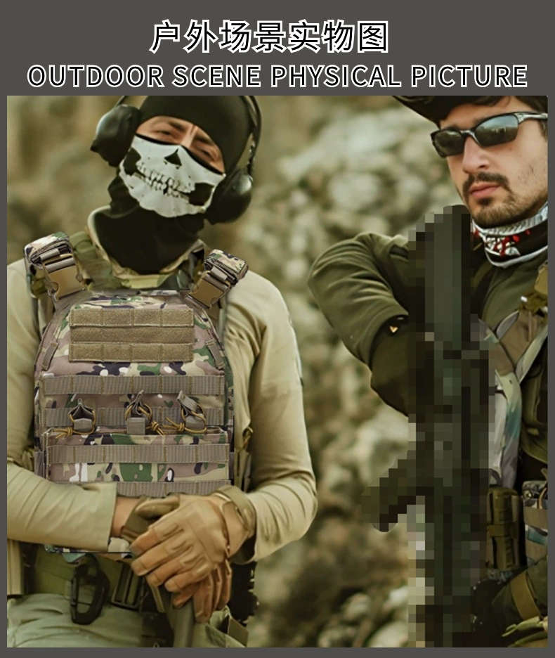 Vista del diseño camuflado y el corte del chaleco