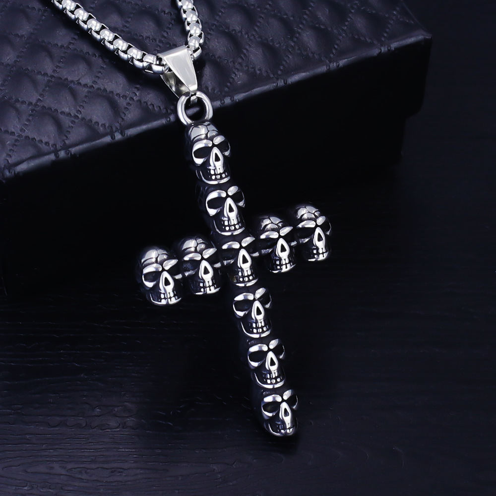 Stainless Steel Skull Anchor Pendant Necklace For Men And Women_voghion.com