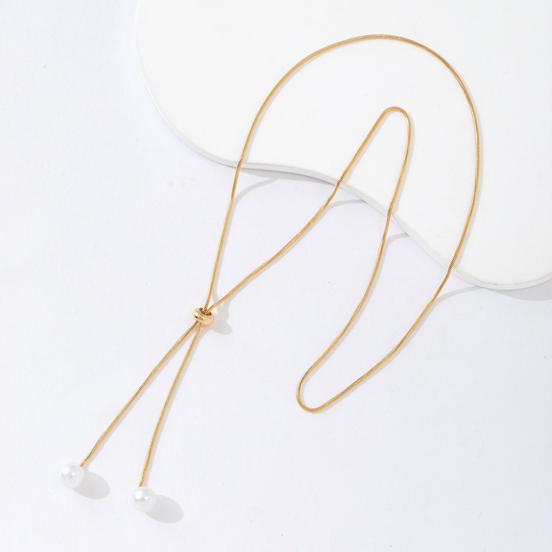 Lange Verstellbare Perlenkette Damen Elegante Vielseitige Kette_voghion.com