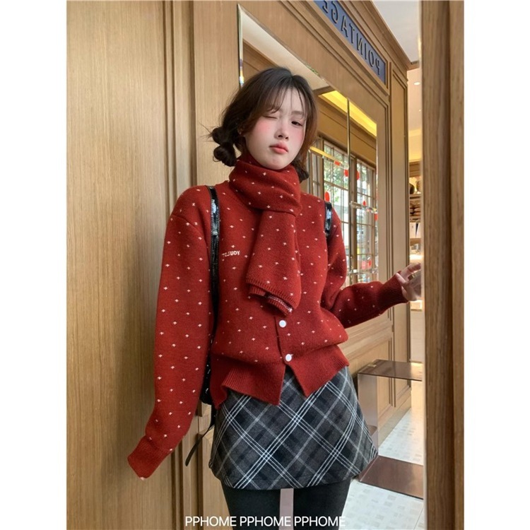 红色圣诞毛衣女秋冬季今年流行漂亮套头网红外穿高级感打底针织衫|undefined