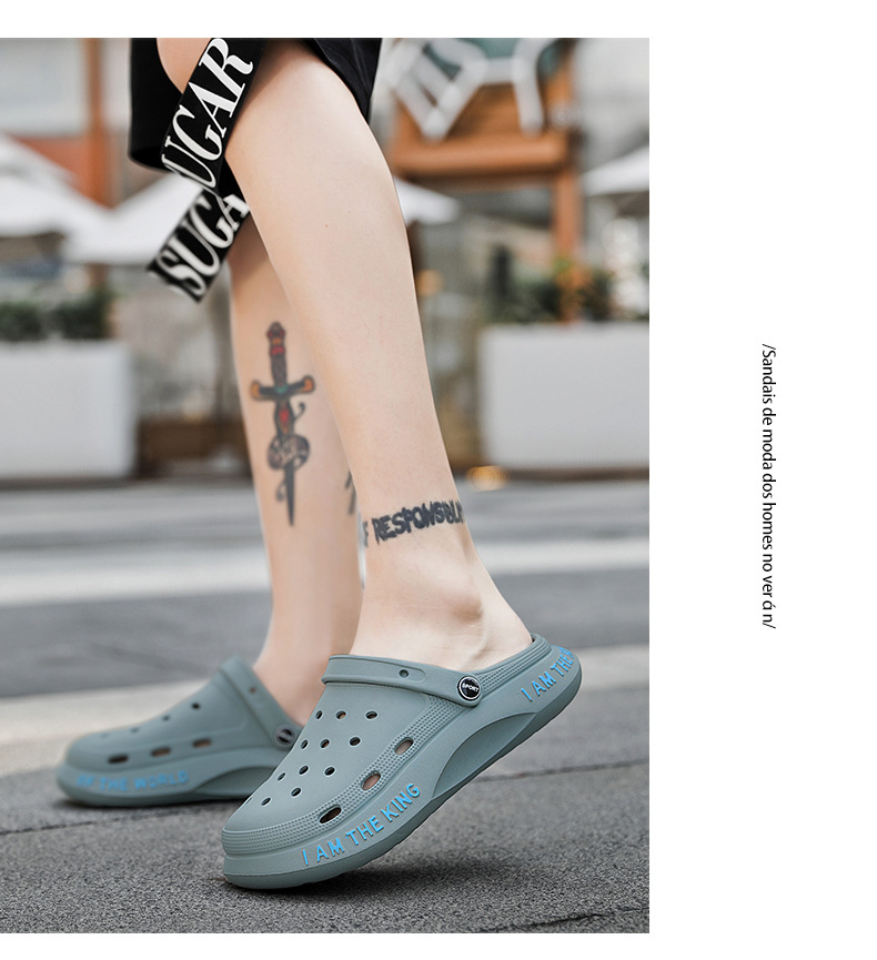 Loch Schuhe Herren Sommer Neue Dicke Sohlen Oberbekleidung Baotou Hausschuhe Rutschfeste Herren Sandalen Strandschuhe Sandale_voghion.com