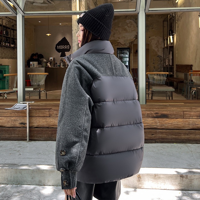 Celestial de la capa de algodón de lana de tejido de empalme para mujeres 2025 nuevo diseño de invierno de algodón grueso abrigo de moda image 2