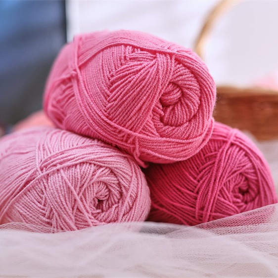 【包邮】2股二股牛奶棉线纱线宝宝线玩偶线棉线钩针毛线细糖小果