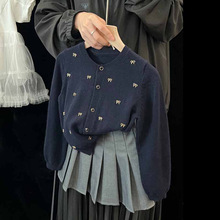 韩版童装2024女童秋装新款儿童洋气小香风毛衣开衫百褶裙套装