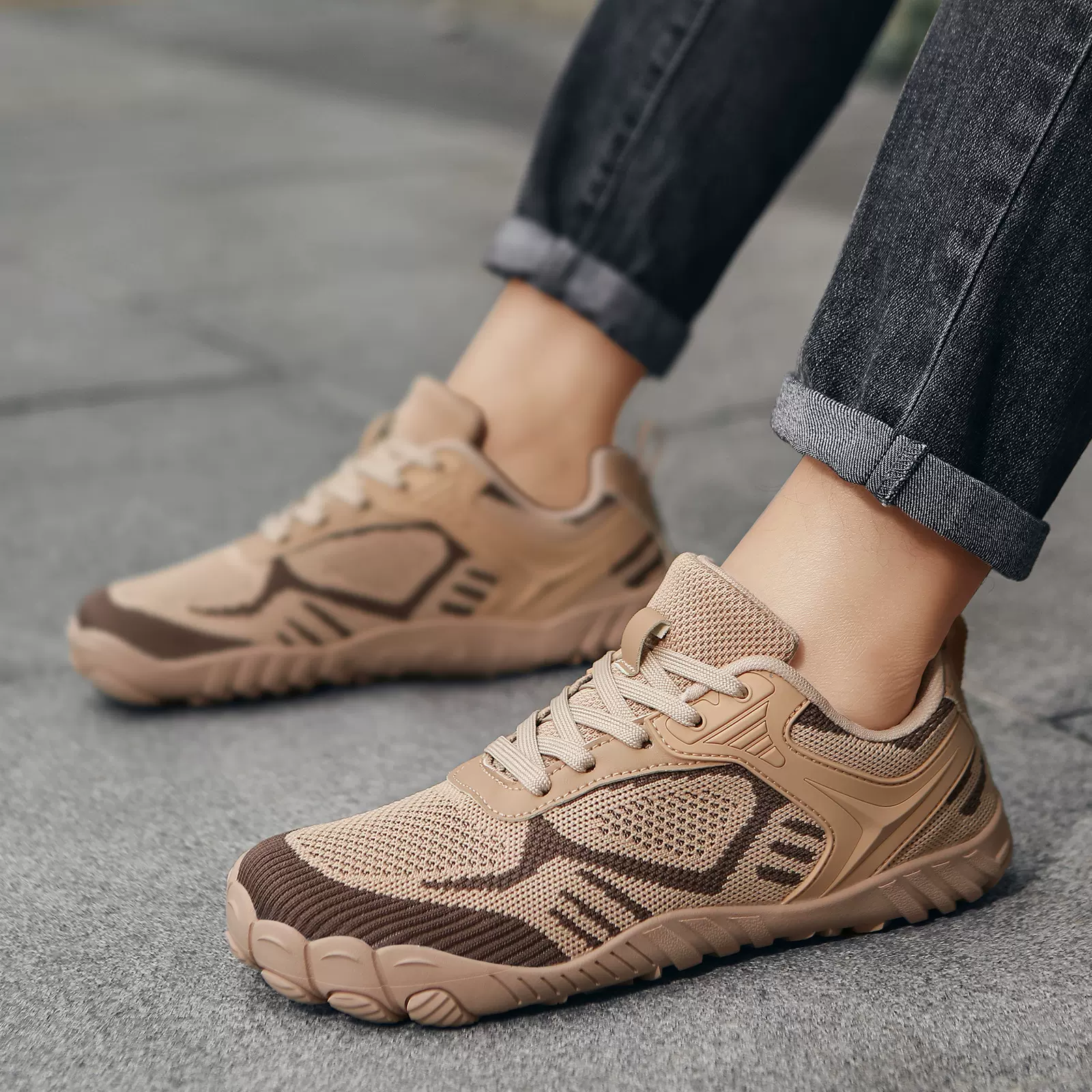 五指宽头登山鞋徒步鞋飞织鞋休闲运动男鞋防滑建步鞋骑行鞋户外鞋