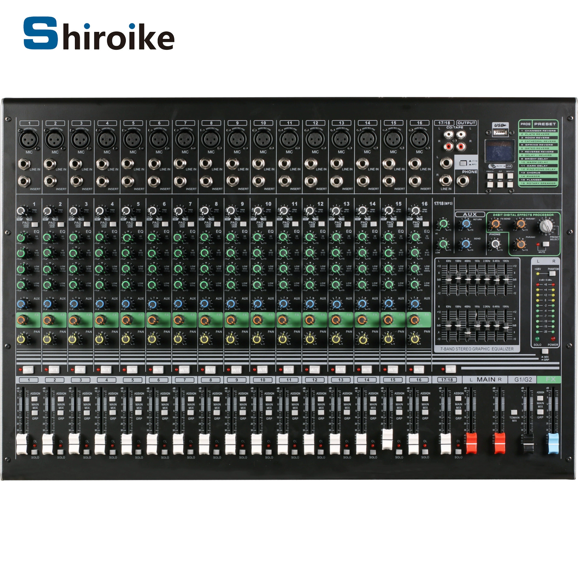 Профессиональный 32-полосный микшер двойной 7-сегментный сбалансированный аудиокассетный сортировщик 16DSP звукозаписывающий зал