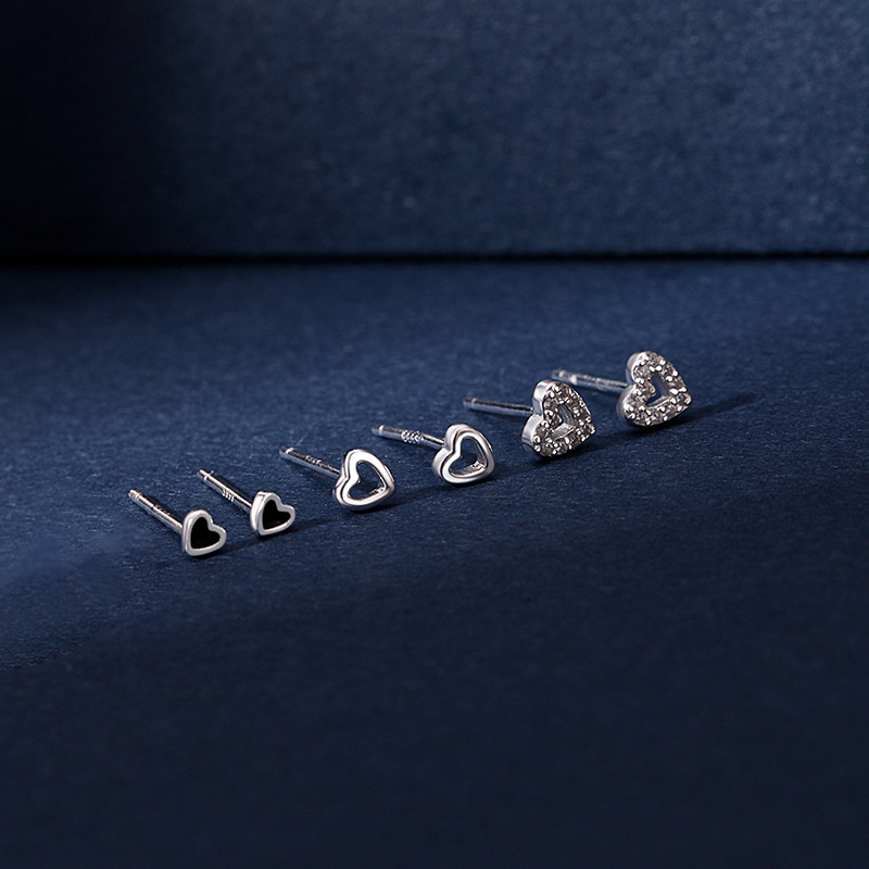 3g Weight Rhinestones Inlay Material Ear Studs Classification 1 Pair Quantity Street Occasion 925 Sterling Silver Material Heart Shape Pattern Women'S Gender Plating Design Fashion Style 1 Pair 925 Sterling Silver Rhinestones Heart Shape Ear Studs 5