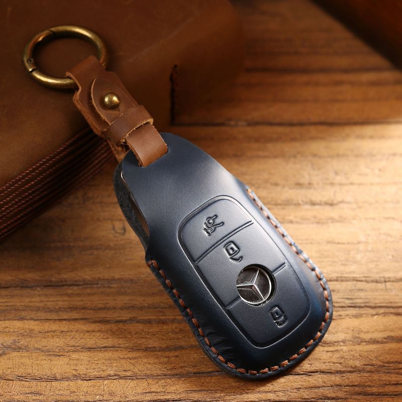 Suitable for Mercedes-Benz E300L Key Cover C260L High-End Men's Genuine Leather Car Accessories Key Bag Manufacturer Wholesale