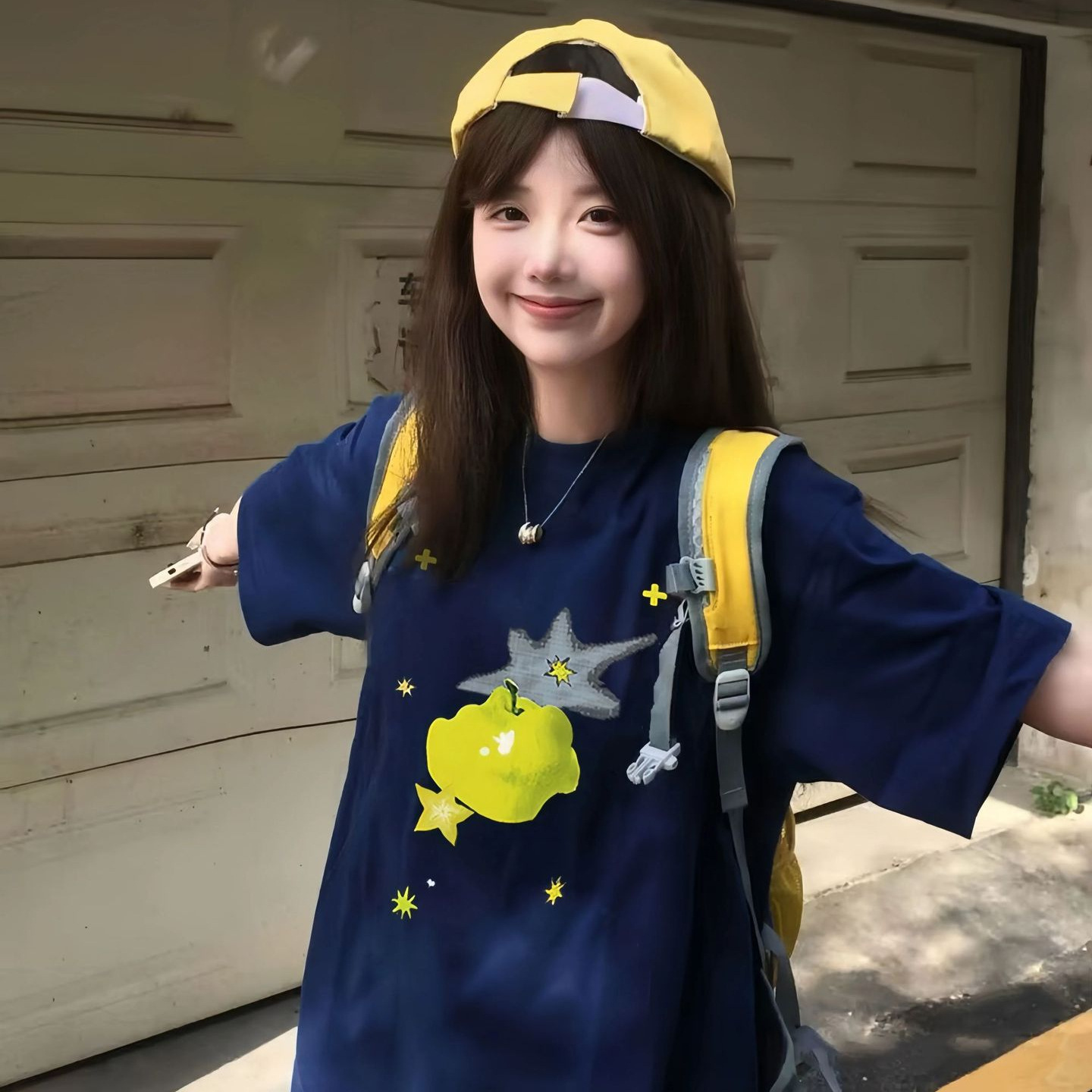 Large Size Navy Blue Pure Cotton Short-Sleeved T-Shirt for Women, Summer Wear for Junior High and High School Students, Loose-Fitting Slimming Half-Sleeved Top