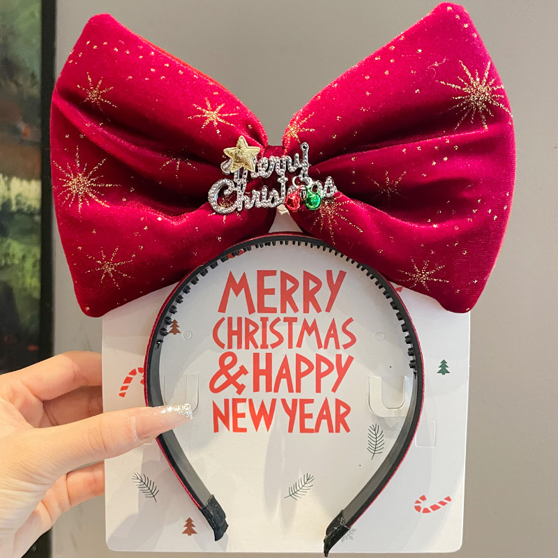 Bonito Minnie arco de cabeza de Navidad mujer dulce cabello fijación de cabello fiestas de cabello adornos de tocado