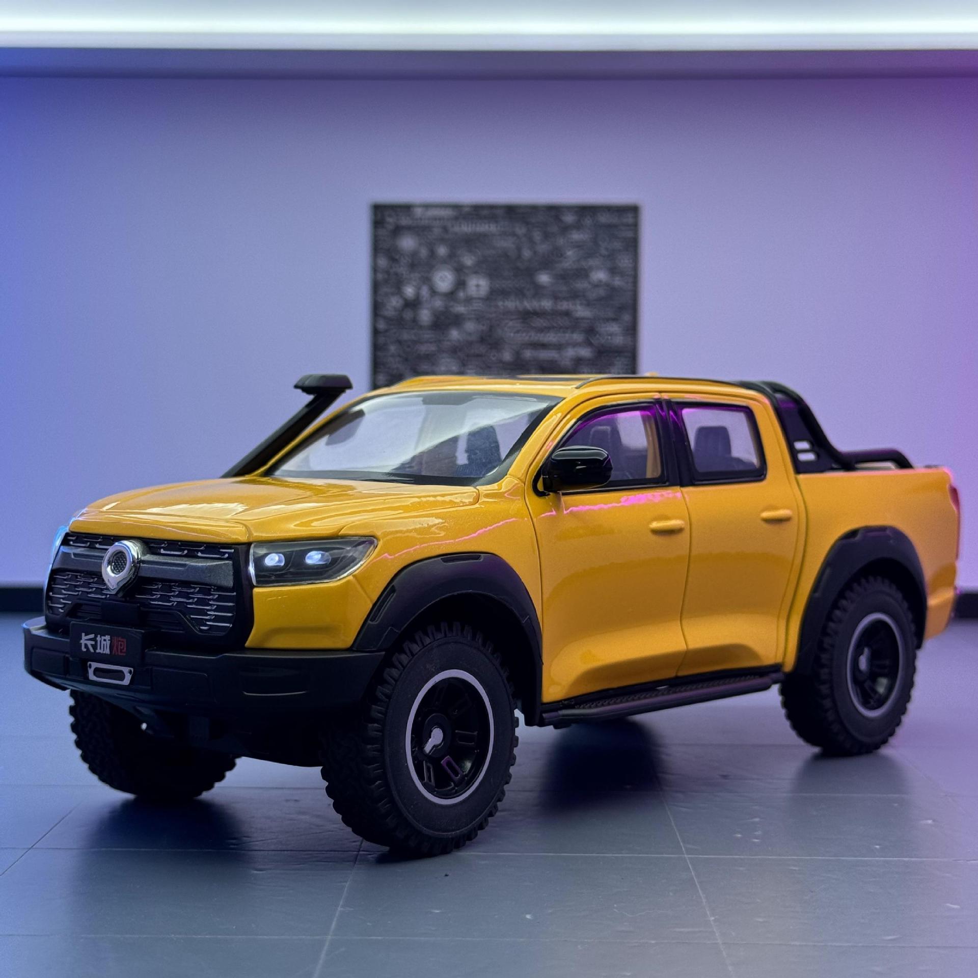 OK Modelo de coche de aleación 1:24 Lilun Cannon Vehículo todoterreno Great Wall Cannon Cinta de luz de retorno de sonido Coche de juguete Decoración de modelo de efecto de sonido