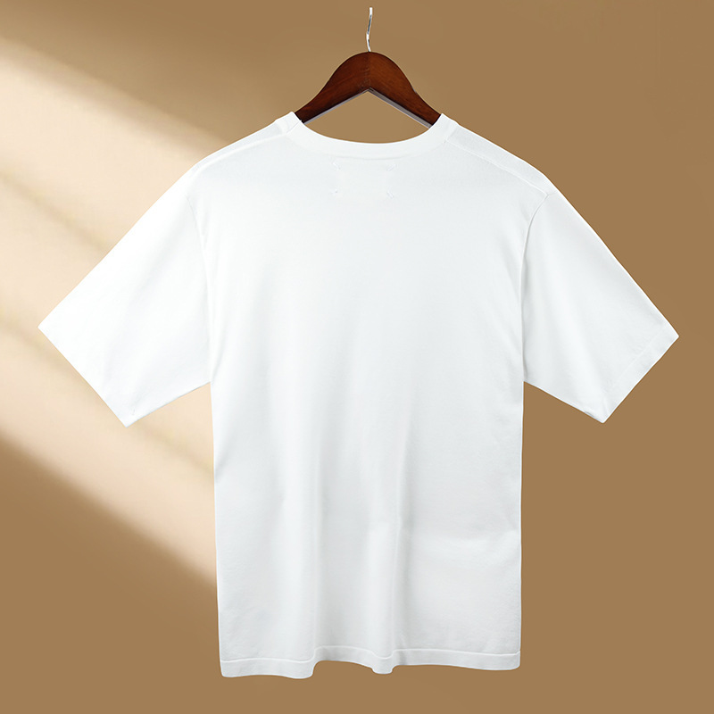 Maison Margiela Same Style Knitted Loose Lazy Pocket Handmade Loose Short-sleeved T-shirt for Men and Women