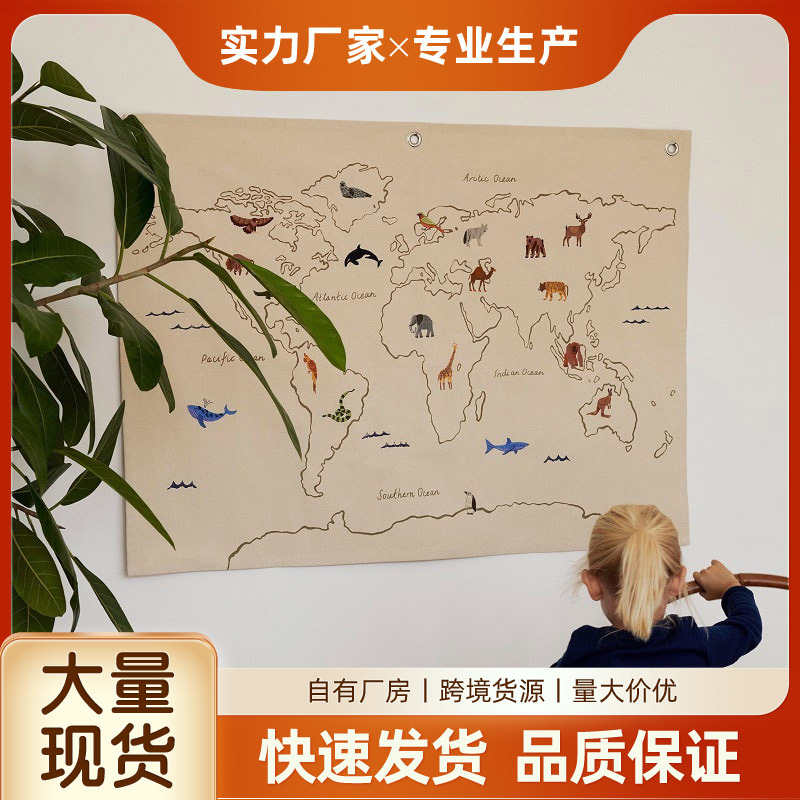 INS tela nórdica pintura tapiz decoración de la pared habitación de los niños bordado animal lienzo pared colgante fotografía apoyos
