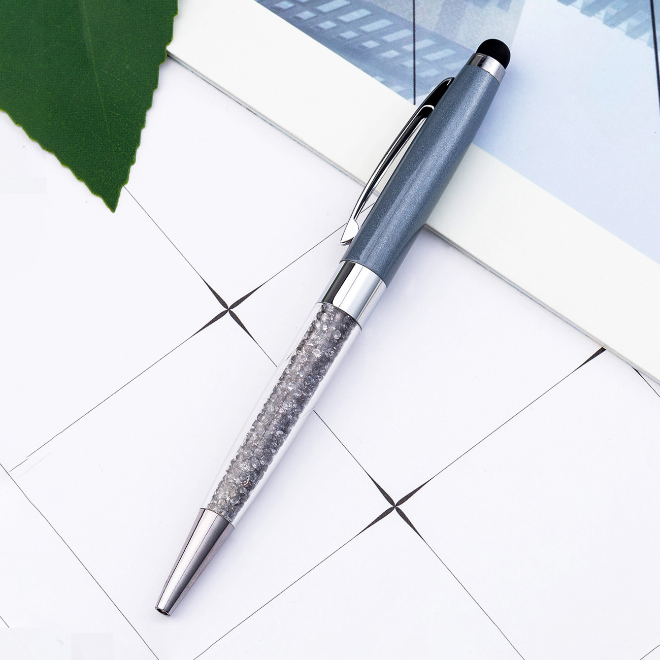Bolígrafo de cristal de metal rotativo bolígrafo de diamante de escritura de papelería coreana bolígrafo de pantalla táctil