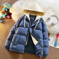 カップルの日本のファッションカードと帽子の綿の服の男性のゆったりした大きいサイズの綿の服の冬の厚いコートの綿入れの男性のパンの服