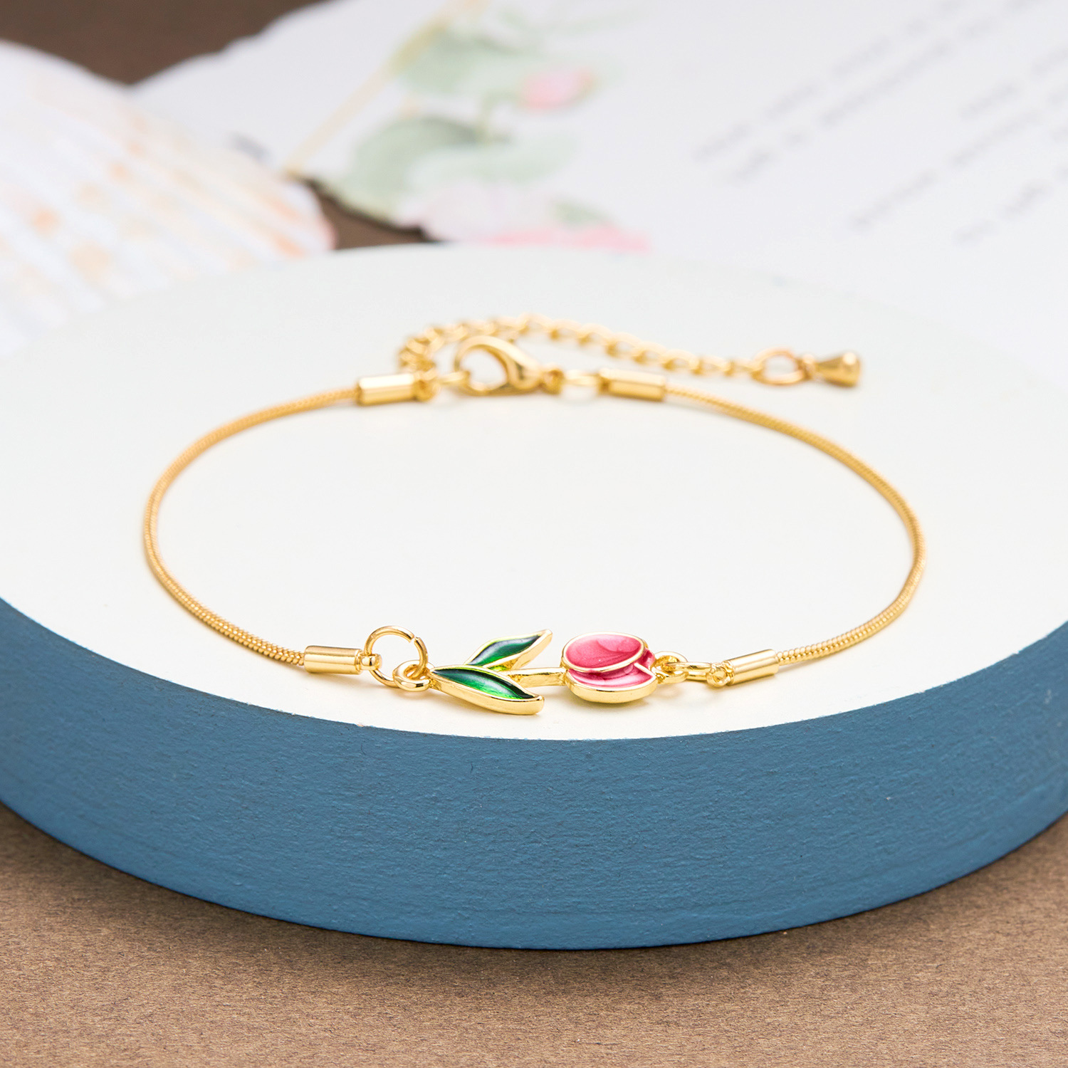 Sweet Flower Alloy Copper Enamel Plating Women's Bracelets Necklace display picture 23