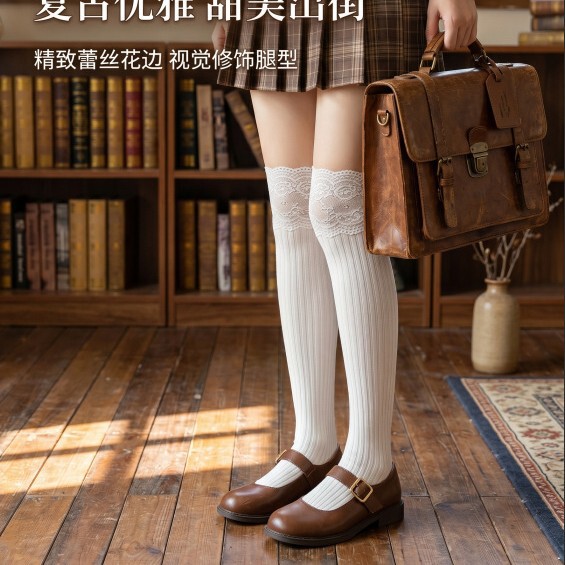 Lace Long Over-The-Knee Socks with Boots for Women in Spring and Autumn, Solid Color Slouch Socks, Knee-High Socks, Over-The-Boots Socks Lace Long Over-The-Knee Socks with Boots for Women in Spring and Autumn, Solid Color Slouch Socks, Knee-High Socks, Over-The-Boots Socks